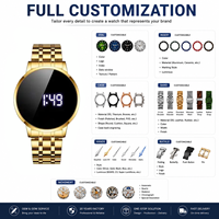 Jam Tangan Pria Layar Sentuh Logo Kustom, Mesin Quartz, Tali Baja, Fashion, Tahan Air, Multifungsi, Elektronik, OEM ODM