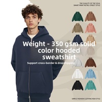 Cardigan à capuche rembourré 350G à double fermeture éclair, coupe ample, couleur unie, nouvelle collection automne/hiver, personnalisable avec logo, faible MOQ, pour le commerce transfrontalier