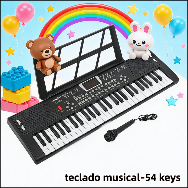 Factory Direct Sale BD-542 54 Keys Synthesizer Teclado Musical Keyboard Instrument Kids Piano Toy Durable Construction Plastic