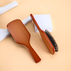 Cepillo de pelo de madera de haya con cerdas de nailon, almohadilla para desenredar y masajear el cabello, forma oblonga - Product Image 1