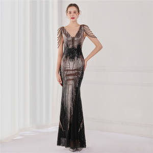 S3684F Envío Directo <span class=keywords><strong>2022</strong></span> Alta calidad Lentejuelas largas Tallas grandes Disfraz de belleza Banquete Vestido de noche para mujer - Product Image 4