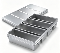 Moule à pain Pullman commercial en acier inoxydable 4 cavités 590x260x118mm avec 4 sangles, antiadhésif, conception personnalisée pour hôtels
