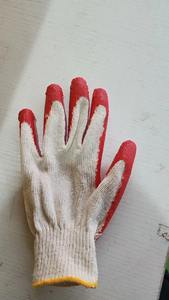 Guantes de látex rojos de alta calidad Guantes de algodón Guantes de trabajo de punto recubiertos de palma roja para el mercado de Corea - Product Image 4