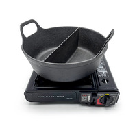 Marmite à fondue double saveur en fonte monobloc, non revêtue, commerciale, très efficace et pratique