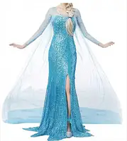 Adulto Elsa Princess Dress Halloween Cosplay Fancy Party Dress Up Anna Elsa Costume per donna