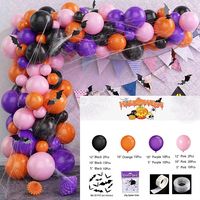 Kit d'arche de guirlande de ballons d'Halloween, ballons confettis noirs, oranges et violets avec ballon en aluminium citrouille « Trick or Treat » pour fête