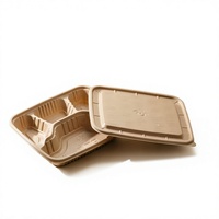 Boîte à lunch biodégradable en fibre de coque de riz, cinq compartiments, capacité de 1200 ml, sans BPA, sans PFAS, utilisable au micro-ondes, conforme LFGB