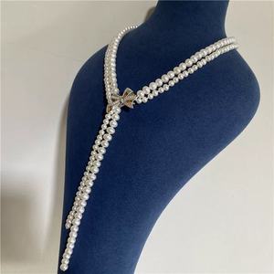 Collier clavicule en argent 925 avec pendentif en perle d'eau douce naturelle, perle ronde avec une forte luminosité, sans défaut, pour le style de la route - Product Image 4