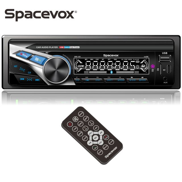 KENWOOD Single Din Fixed Panel Car FM Radio USB MP3 Audio Player With Bluetooth Big Power 7 Color ISO 4RCA LCD Remote KWD-X20