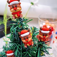 Perles en silicone 3D en forme de renne de Noël, style dessin animé, en gros, en stock pour stylo