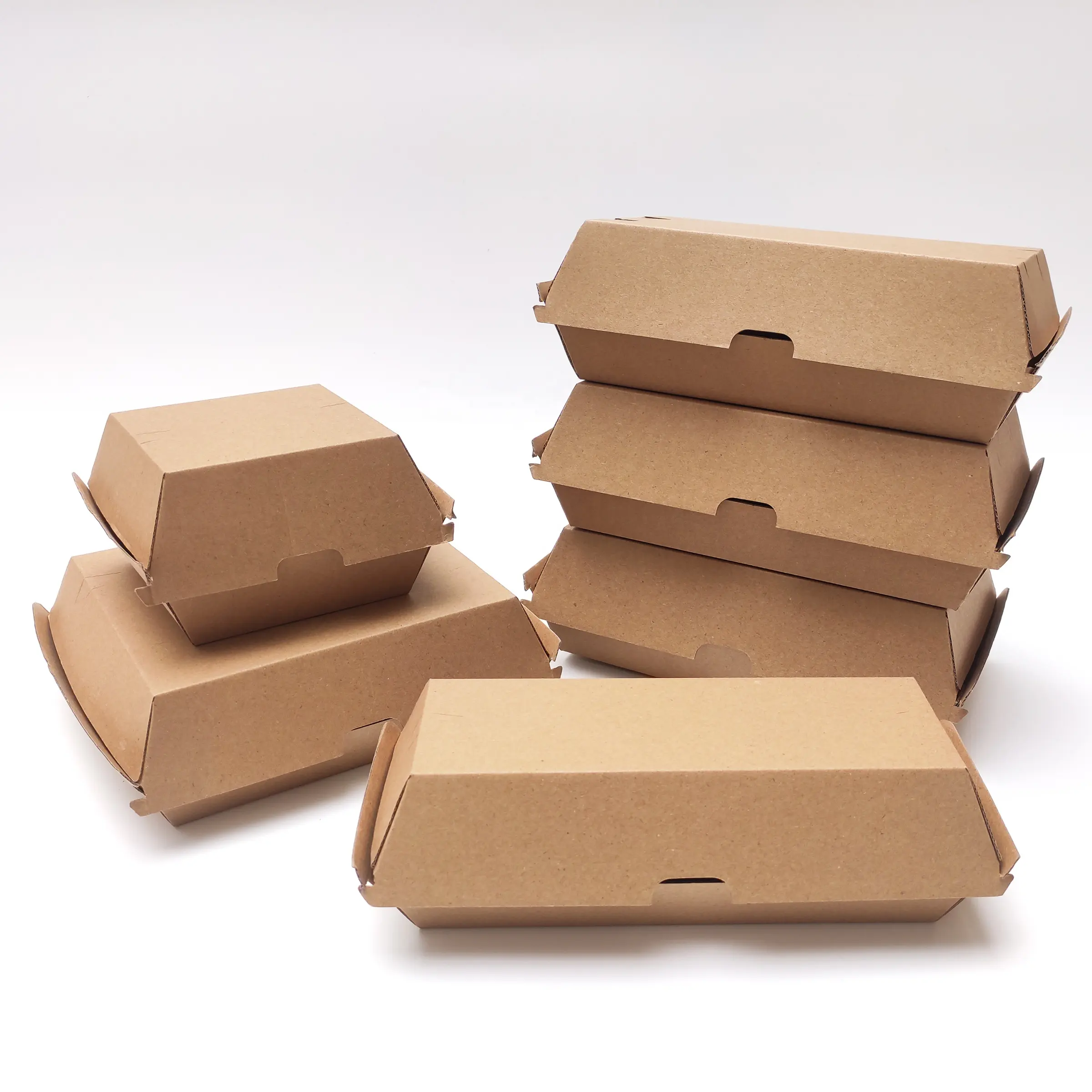 Aangepaste Wegwerp Fastfood Verpakking Afhaalkartonnen Burger Papieren Doos