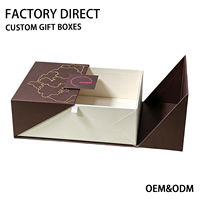 Boîte cadeau magnétique à double porte en carton brun personnalisée avec insert, impression couleur intégrale, emballage rigide de luxe pour produits haut de gamme