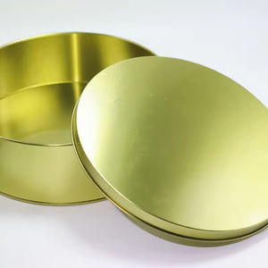 Caja de hojalata para pasteles y galletas de 19.8*6.4 cm, contenedor de 8 pulgadas, latas de hojalata para alimentos, redondas, metálicas, doradas, con tapa de corona, acabado mate, 45 unidades. - Product Image 5