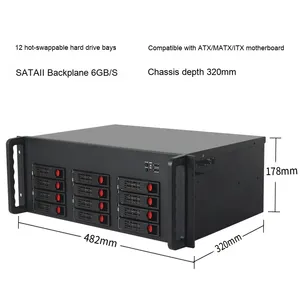 Doanh nghiệp cấp 12 đĩa cứng 4U ngắn máy chủ giá lưu trữ 1U hot-swappable <span class=keywords><strong>ATX</strong></span> Bo mạch chủ USB máy tính NAS <span class=keywords><strong>Chassis</strong></span> kho - Product Image 2