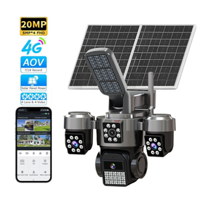 Telecamera Solare <span class=keywords><strong>Wireless</strong></span> 4G con 4 Obiettivi, 20MP, AOV 12X, con Illuminazione Stradale, PTZ per Sicurezza Domestica Esterna, Visione Notturna a 360 Gradi - Product Image 1
