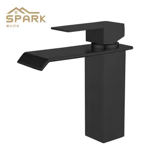 Black 304 Stainless Steel Square Waterfall Hot And Cold Water Mixing Faucet Ceramic Valve Water Purifier Basin Faucet