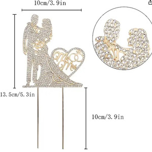 <span class=keywords><strong>MR</strong></span> <span class=keywords><strong>MRS</strong></span> e <span class=keywords><strong>Mrs</strong></span> Wedding Gold Love Wedding Cake Plug-in Topper torta nuziale - Product Image 5