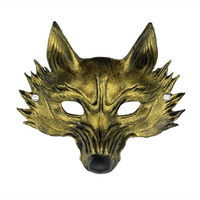 Masque de loup-garou vintage pour Halloween, demi-masque animal, accessoires de déguisement pour carnaval et cosplay