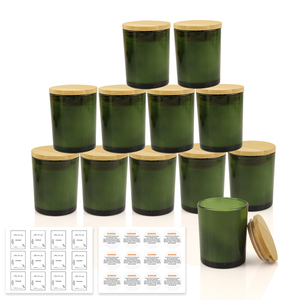 12 pots de bougie vides de qualité supérieure de 8oz et 12 oz avec kit de mèche et couvercles en grain de bois, pour la fabrication de bougies, le stockage et le cadeau - Product Image 1