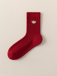 Calzini da Donna in Cotone a Doppio Cilindro con Ricamo Rosso, Calzini alla Moda Personalizzati con Cuore per Donna, Vendita all'Ingrosso - Product Image 5