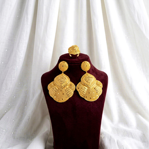 Parure de bijoux EVERTON pour femme, plaqué or, laiton, diamants, style hip-hop, boucles d'oreilles, bague, cadeau de mariage, pièce de mode tendance - Product Image 1