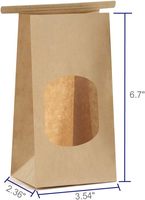 Sac en papier kraft brun et blanc personnalisé SZCX, résistant à la graisse, avec fenêtre et lien métallique pour l'emballage alimentaire