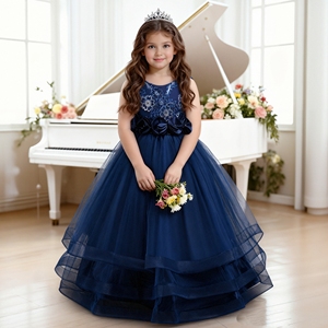 Robe de mariée longue style occidental pour fille, robe en tulle moelleux pour grande fille, pour 12 ans, robe de bal, robe de fête pour enfants - Product Image 3