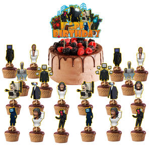 Decoración regalo niños juguetes Banner Cake Topper Skibidi inodoro altavoz TV Camara hombre banderas Feliz <span class=keywords><strong>cumpleaños</strong></span> Anime fiesta globos - Product Image 5