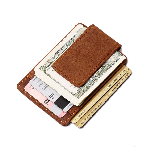 Men's Genuine Leather Slim Bifold Zipper Card Holder and Coin Purse Wholesale Business Style Open Closure with Polyester Lining