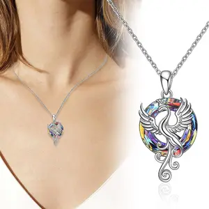 New Firebird Crystal Pendant Necklace Women's Colorful Crystal Phoenix Necklace Necklace Wholesale