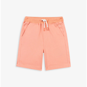 Shorts Bermuda en tricot corail avec cordon de serrage à la taille et poches latérales, style décontracté pour garçons, shorts Bermuda en coton pour garçons, style décontracté - Product Image 1