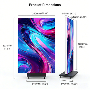 Schermo LED Pieghevole P2.5 per Poster con Grafica a Doppia Faccia 1280x1920mm, Display LED Trifold per Interni su Ruote - Product Image 2