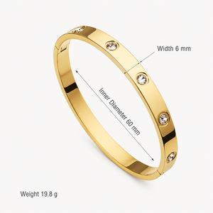 Wholesale 18K Gold Plated Stainless Steel Luxury <b>Crystal</b> Rhinestone Trendy Women's Bangle <b>Bracelet</b> for Anniversary - Product Image 1