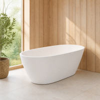 Baignoire autoportante ovale grande et blanche en acrylique, style naturel moderne, pour intérieur, spa et resort, durable, design sans joint