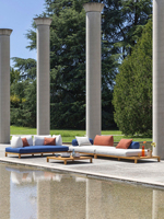Ensemble de canapé d'extérieur moderne et table basse pour cour, balcon, jardin, meubles de loisirs en plein air imperméables au soleil en bois massif