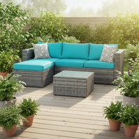 Ensemble de mobilier d'extérieur en rotin tressé léger pour patio, camping et jardin, comprenant canapé, chaise et table, vente en gros