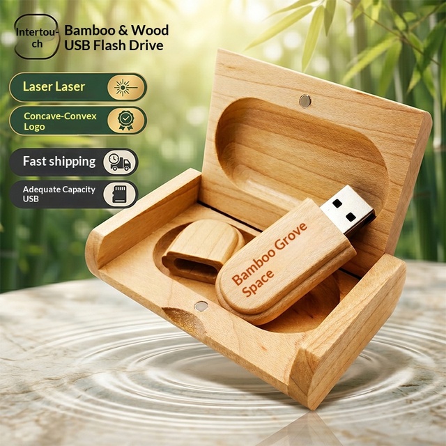 Wholesale Custom Bamboo Wood USB 3.0 Flash Drive Pen Drive Laser Engraved Logo Promotional Eco Friendly Memory Stick Gift