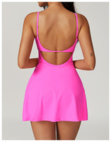 Robe de tennis et de golf pour femmes, jupes de sport de yoga, body sexy sans manches avec shorts, tenue de sport de badminton, vêtements de fitness pour la salle de sport