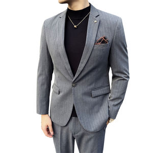 Pantalon de <span class=keywords><strong>costume</strong></span> vintage pour homme, coupe ample, style <span class=keywords><strong>hipster</strong></span>, élastique, bas large, taille haute, infroissable, 320g, tissé, avec braguette zippée - Product Image 1