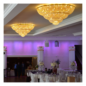 Candelabro de cristal de hierro europeo para salas de banquetes Gran solución de iluminación montada al ras Instalación de proyectos profesionales de hotel - Product Image 1