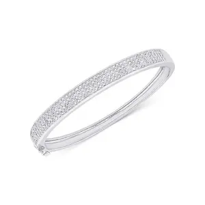 925 Sterling Silver 18K Gold Jewelry Plain 4 Row Pave Setting Bracelet For Women 2020