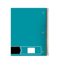 Cahier à spirale large ligné de 70 feuilles, lot de 5 paquets avec couverture en papier de couleurs unies assorties pour un usage professionnel