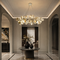 Lustre moderne blanc en forme de pétale, lampe suspendue circulaire à LED, luminaire de luxe pour hôtel, villa, salon, salle à manger, hall d'entrée