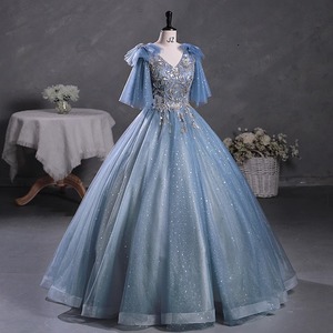 Blue Chiffon Empire Waist Tutu Skirt Women Shiny Performance Dress Adult Size 12-15 - Product Image 3