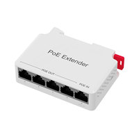 Extensor PoE de 100 Mbps para Cámara IP, 4 Puertos, IEEE 802.3af/at, 400 m en Cascada, Riel DIN