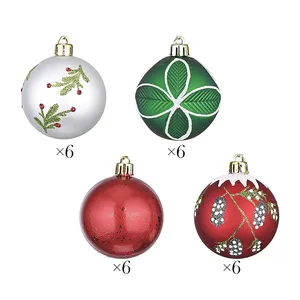 Wholesale 24pcs 6cm Plastic Christmas Decorations Tree Balls Baubles Craft Ornaments Balls for Xmas Hanging Decor