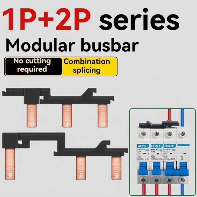Terminal Block 1P+2P Series Modular Splicing Busbar Pure Copper Pin Type Comb Bus Bar No Cutting for MCB Electrical Connection