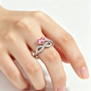 Anillo de Plata de Ley 925 para Mujer, Forma de 8, <span class=keywords><strong>Amor</strong></span> Infinito, 12 Constelaciones, Corazón de Color, Zirconia, Regalo de San Valentín, Joyería - Product Image 4