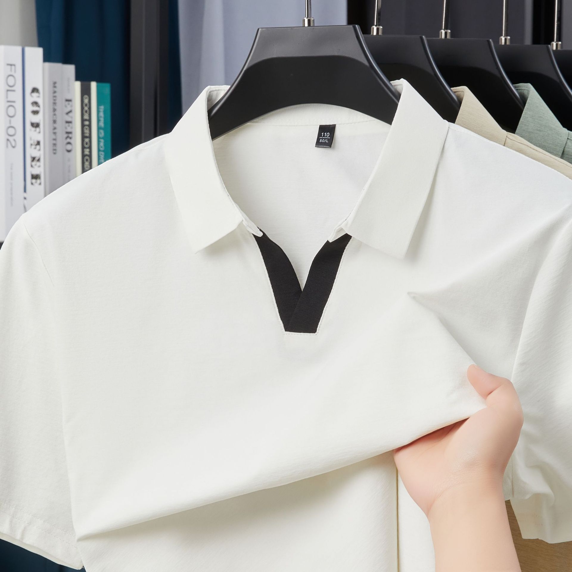 Buy V Neck Buttonless Polo Shirt Breathable Fabric, Antibacterial | Alibaba.com