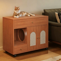 Meuble de rangement latéral moderne en MDF, simple, durable, de luxe léger, en bois, pour salon, avec bac à litière pour chat dissimulé